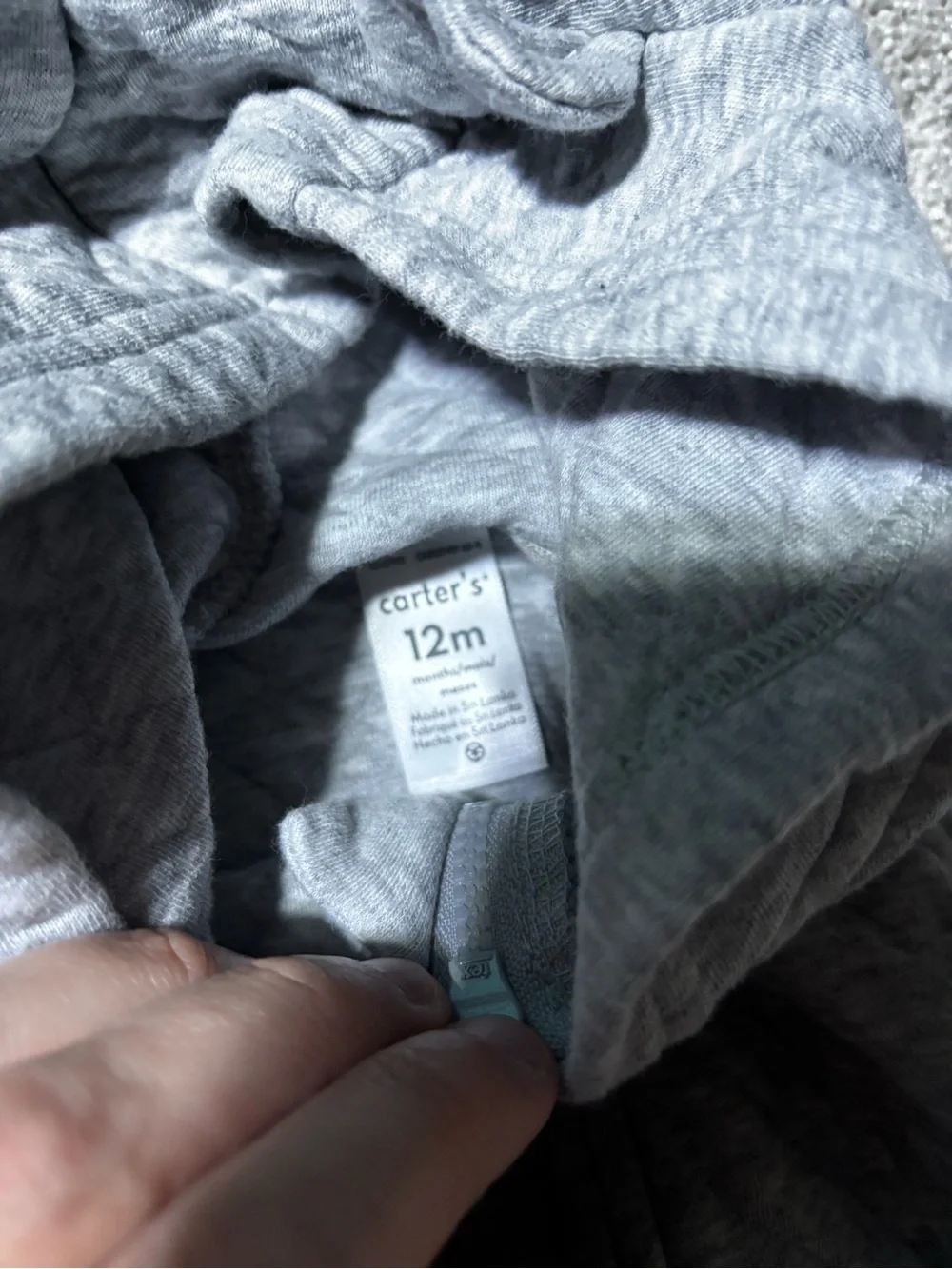Carter's Heather Gray Hooded Baby One-Piece Footie